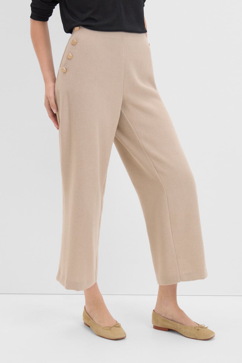 Cortefiel Pantalón Crop Con Botones