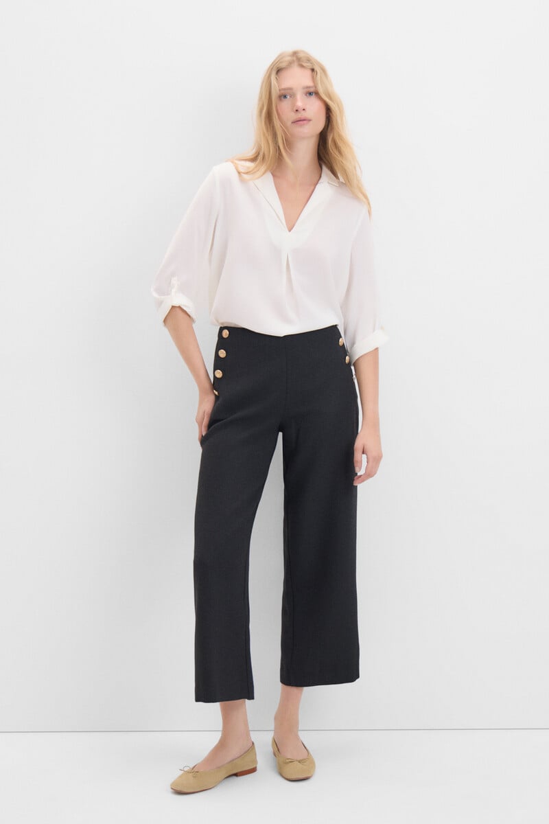 Cortefiel Pantalón crop con botones