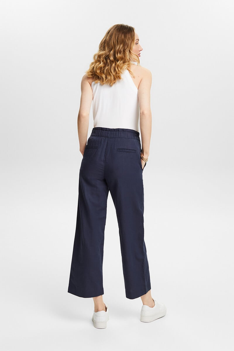 Cortefiel Pantalón Culotte Con Lino Y Lazada
