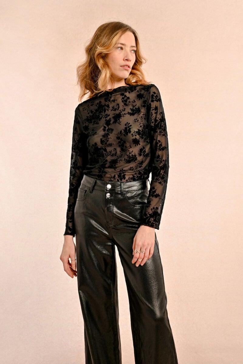 Cortefiel Pantalón de mujer largo tejido brillante
