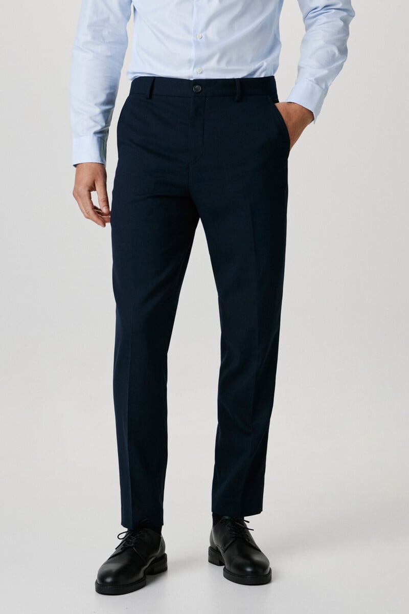 Cortefiel Pantalón De Traje Slim Fit Con Lana