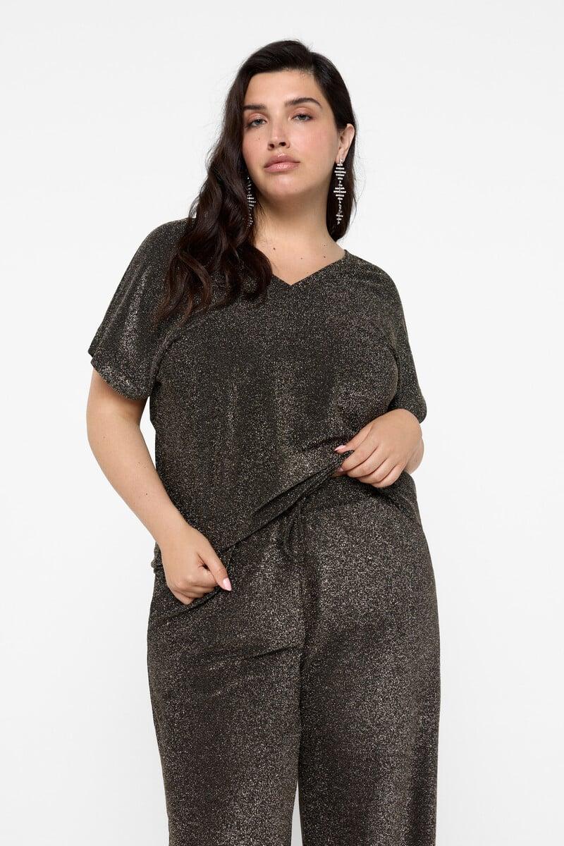 Cortefiel Pantalón Fluido De Lurex Talla Grande
