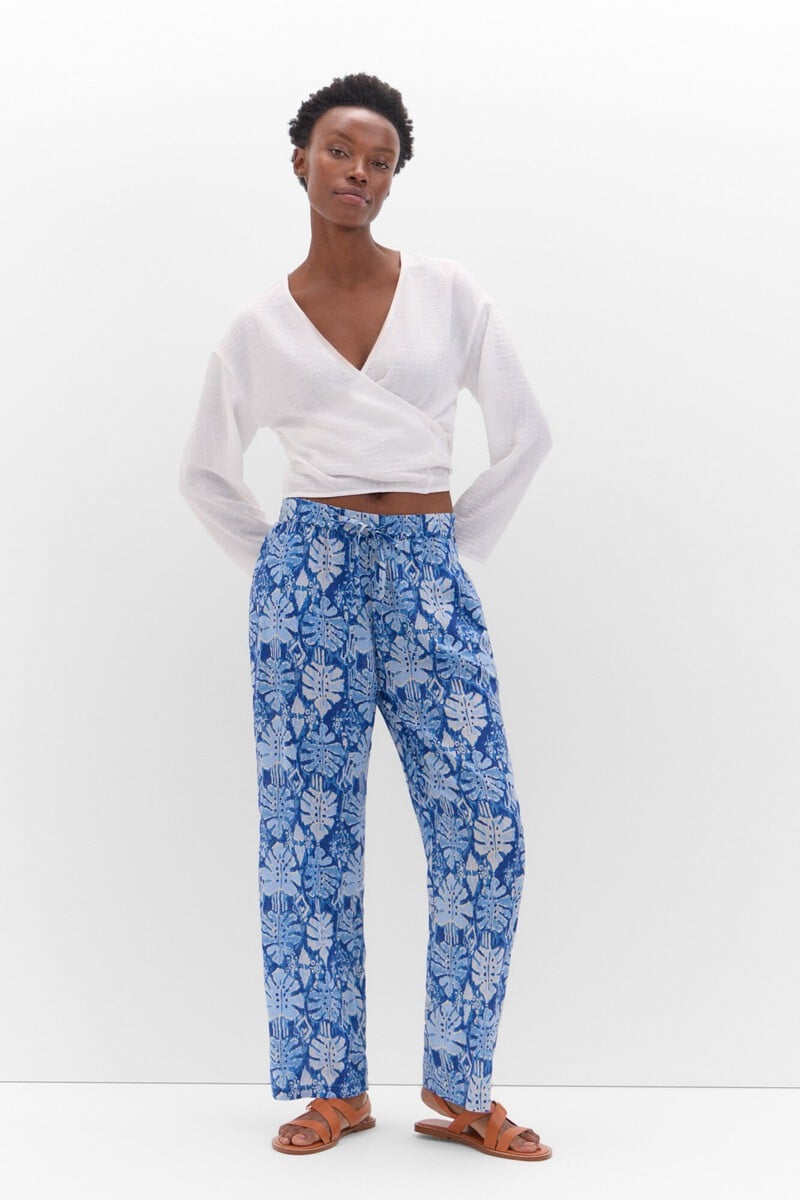 Cortefiel Pantalón Fluído Estampado