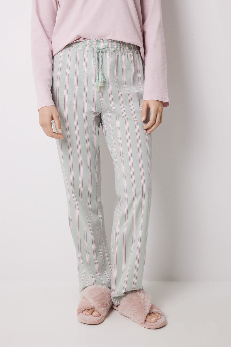 Cortefiel Pantalón Largo 100% Algodón Rayas