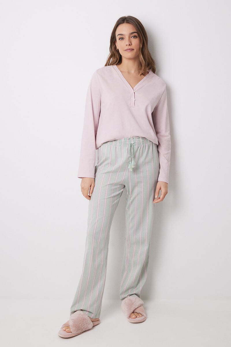 Cortefiel Pantalón largo 100% algodón rayas