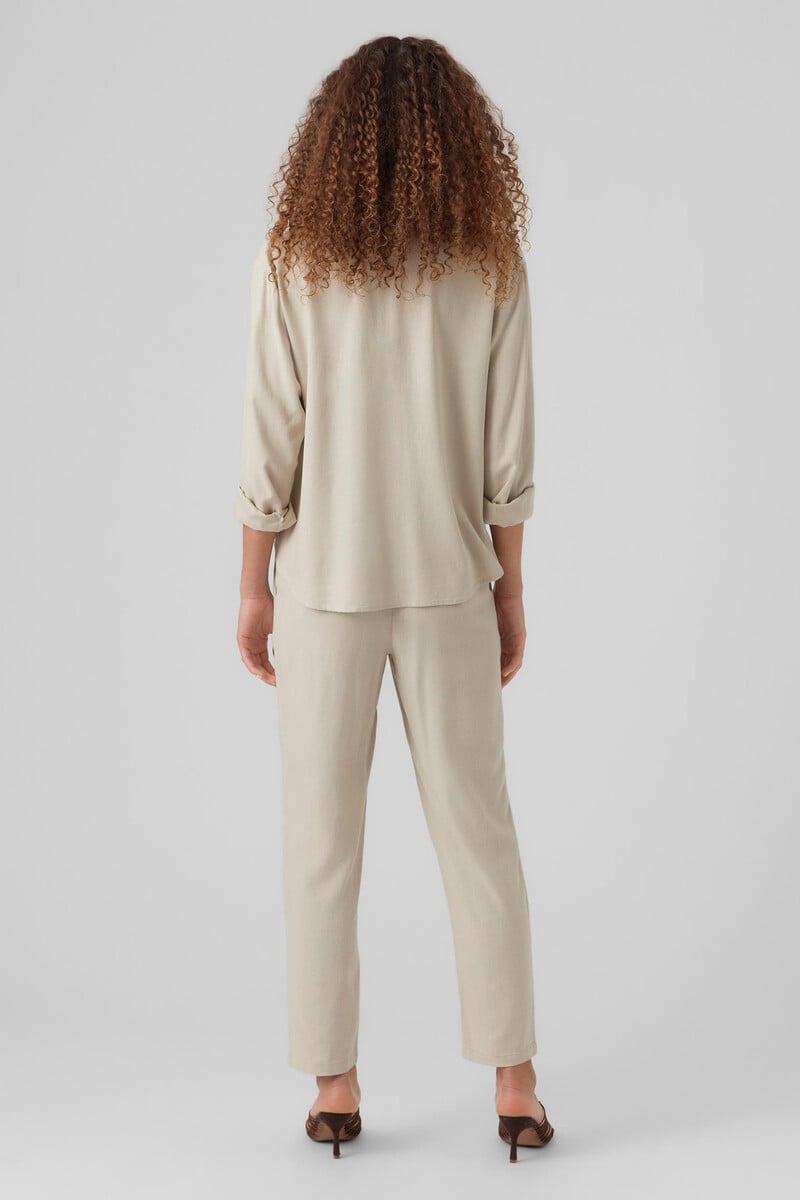 Cortefiel Pantalón Largo Ancho De Lino