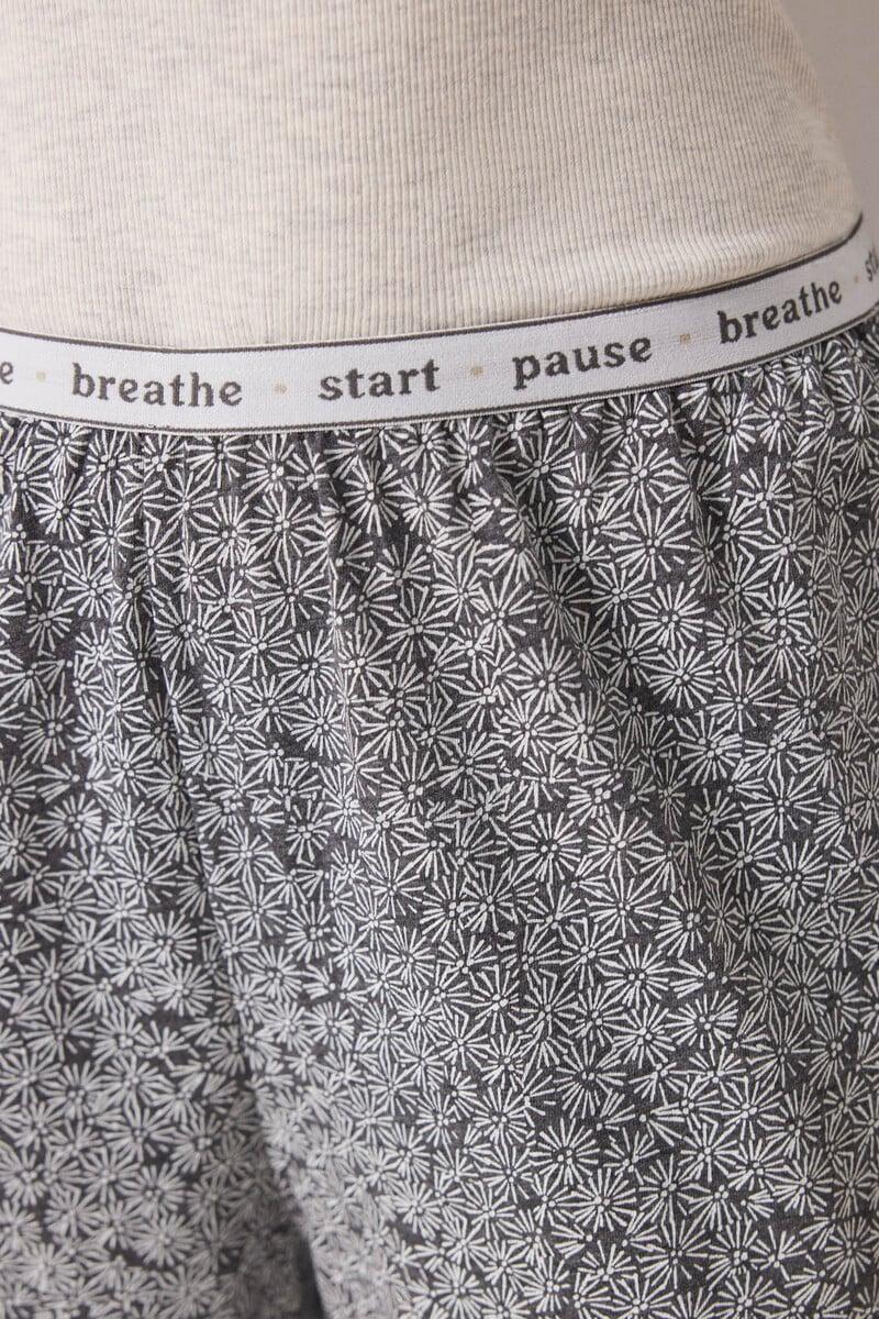 Cortefiel Pantalón Largo Estampado Flores Verdes