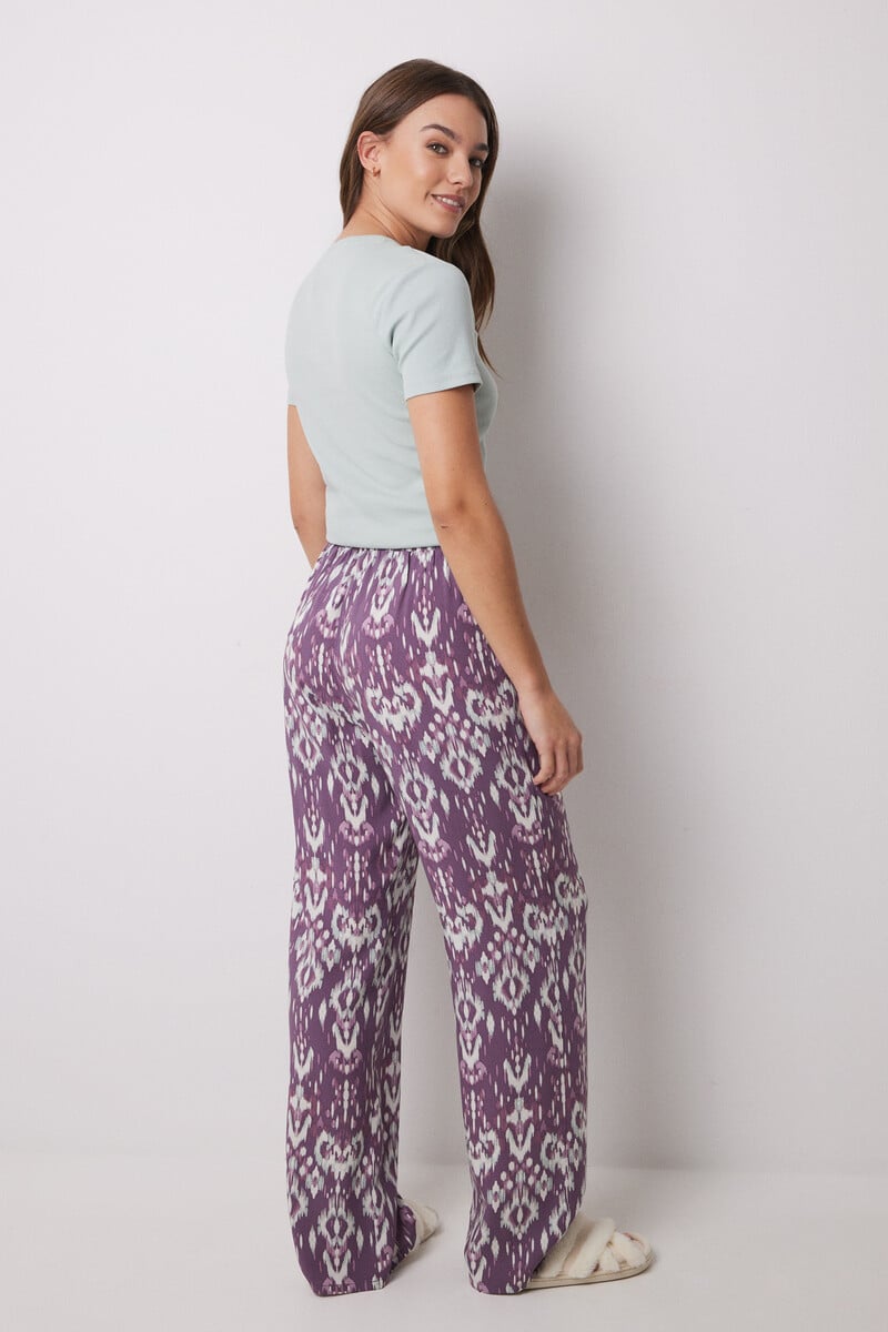 Cortefiel Pantalón Largo Viscosa Estampado Ikat