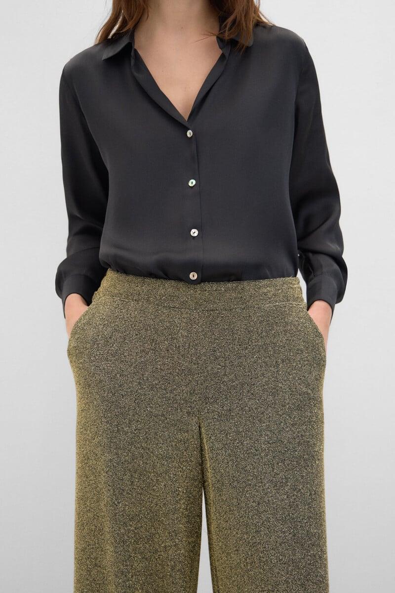 Cortefiel Pantalón Negro Con Lurex Dorado