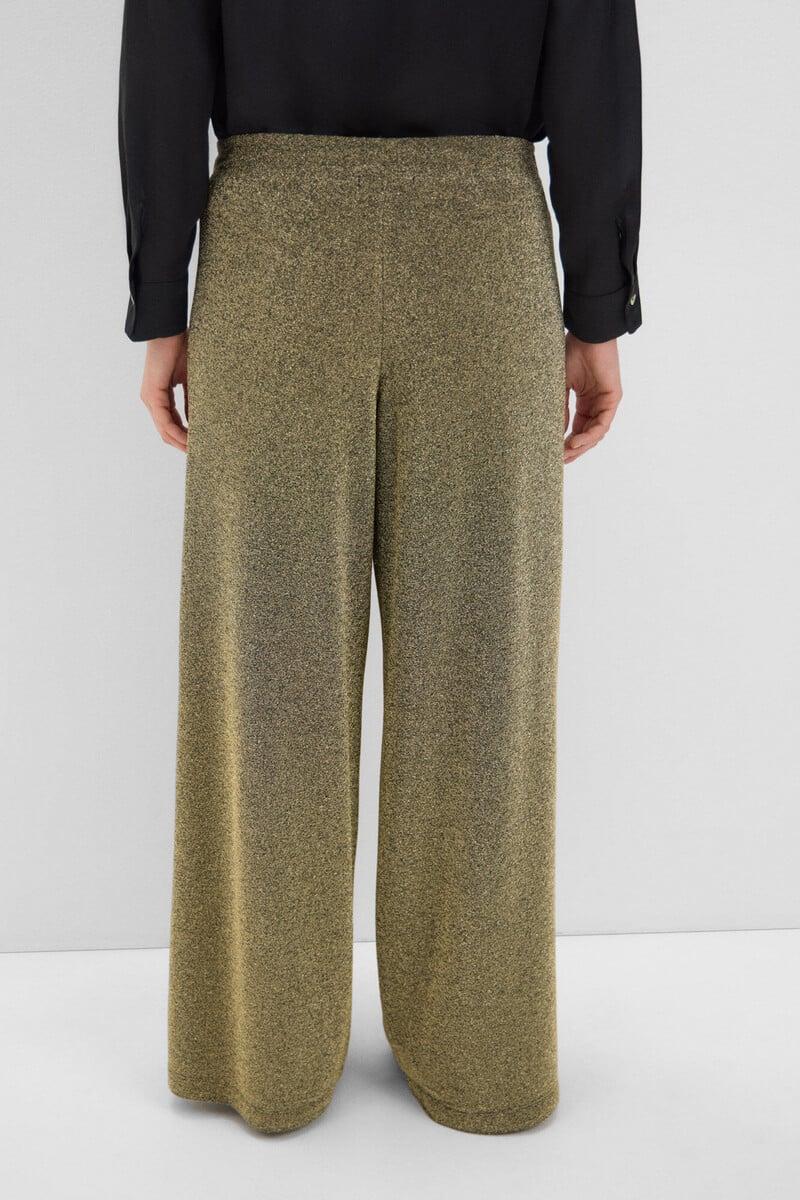 Cortefiel Pantalón Negro Con Lurex Dorado