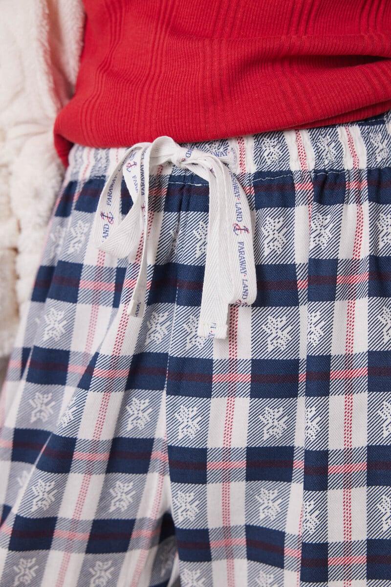 Cortefiel Pantalón Pijama Cuadros Azul