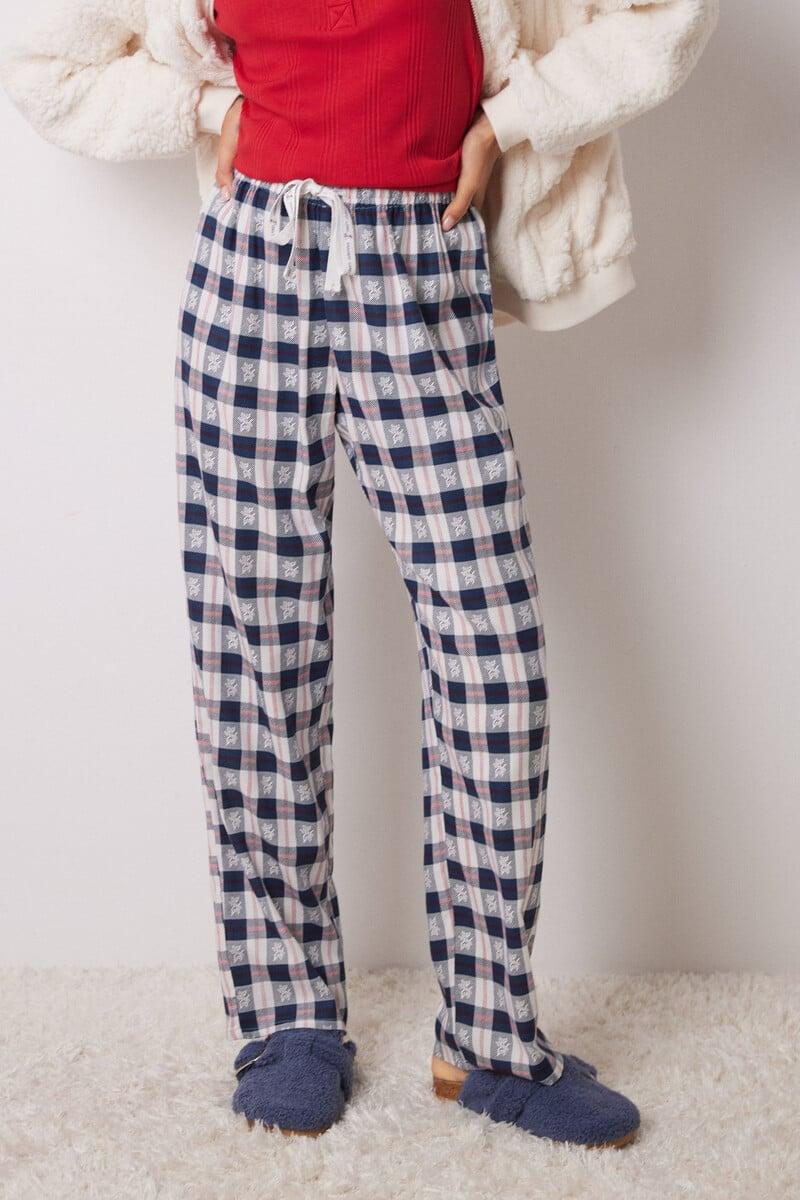 Cortefiel Pantalón Pijama Cuadros Azul