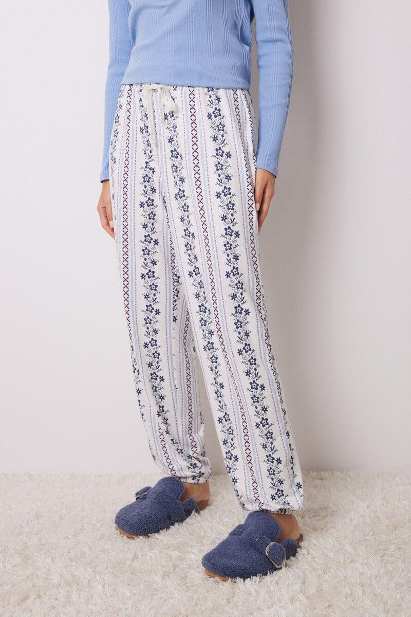 Cortefiel Pantalón Pijama Rayas Flores
