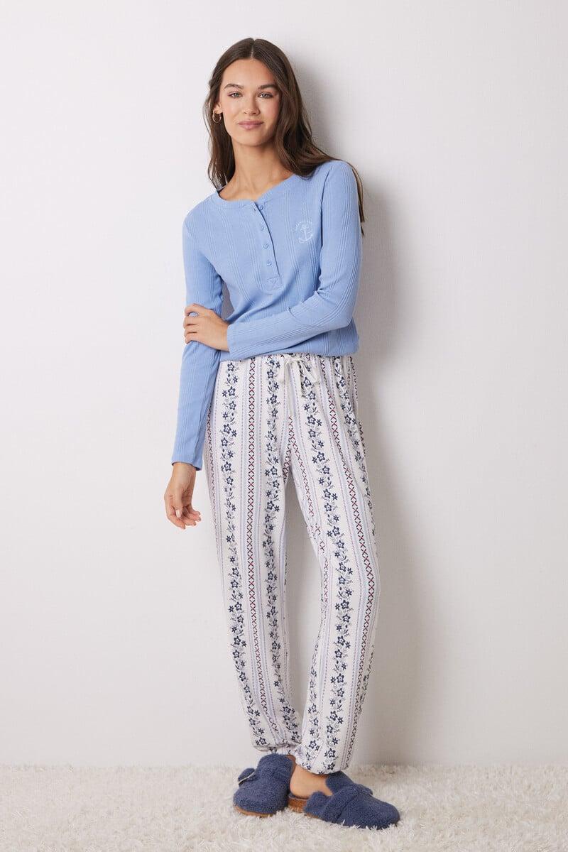 Cortefiel Pantalón Pijama Rayas Flores