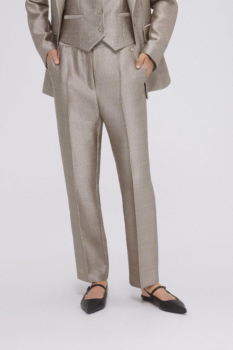 Cortefiel Pantalón Recto Dorado