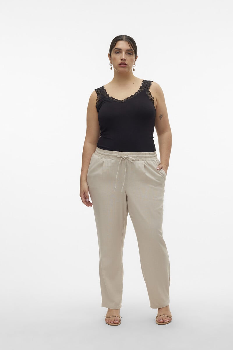Cortefiel Pantalón tobillero de lino talla grande