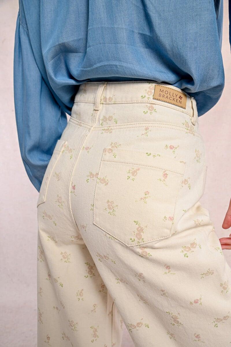 Cortefiel Pantalón tobillero estampado flores
