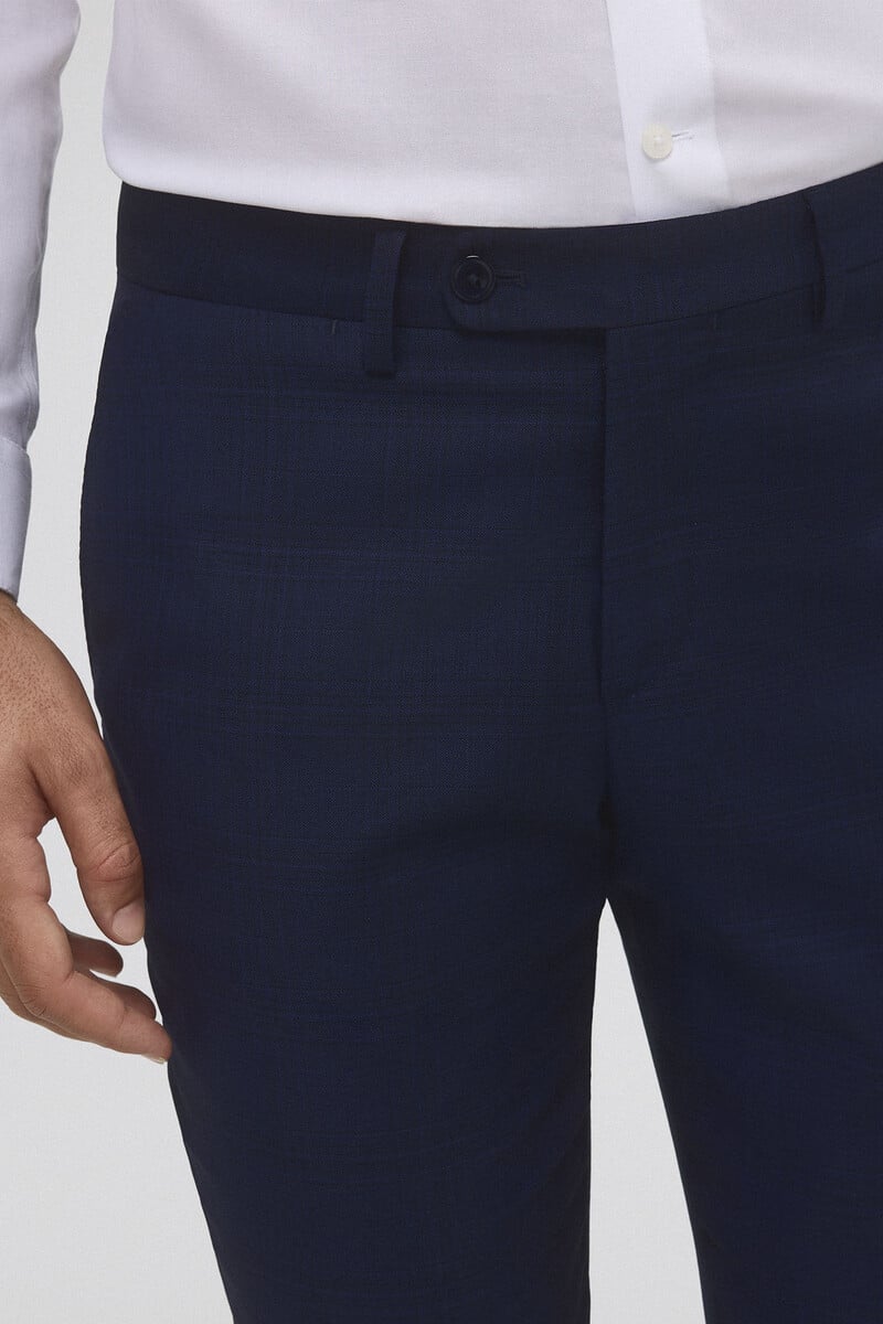 Cortefiel Pantalón Traje Cuadro Slim
