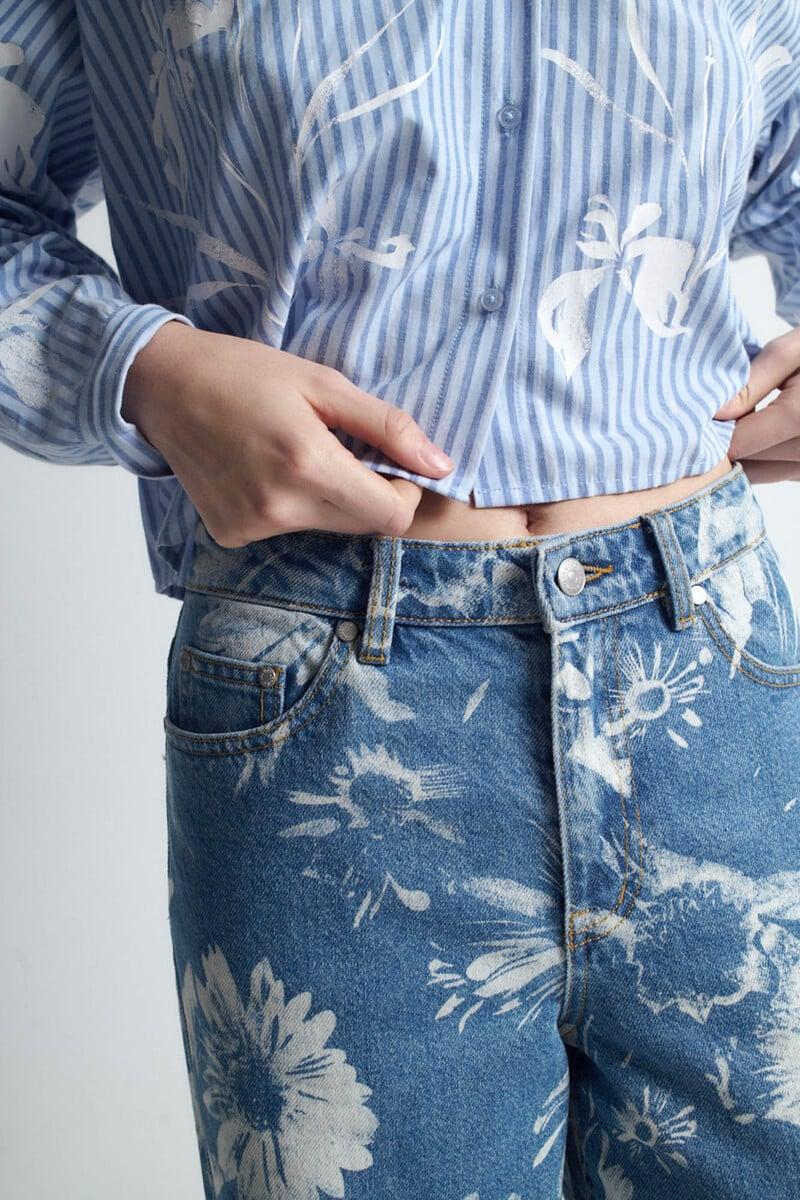 Cortefiel Pantalón Vaquero Estampado