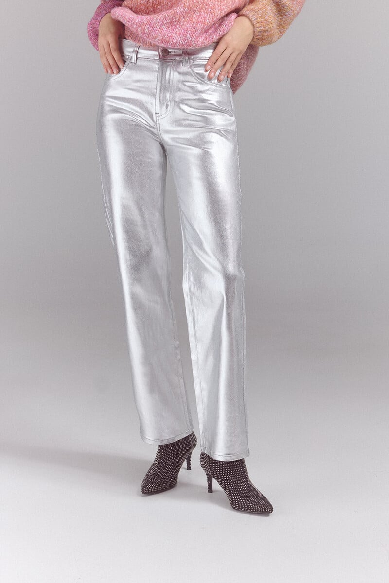 Cortefiel Pantalones New Recto Plata
