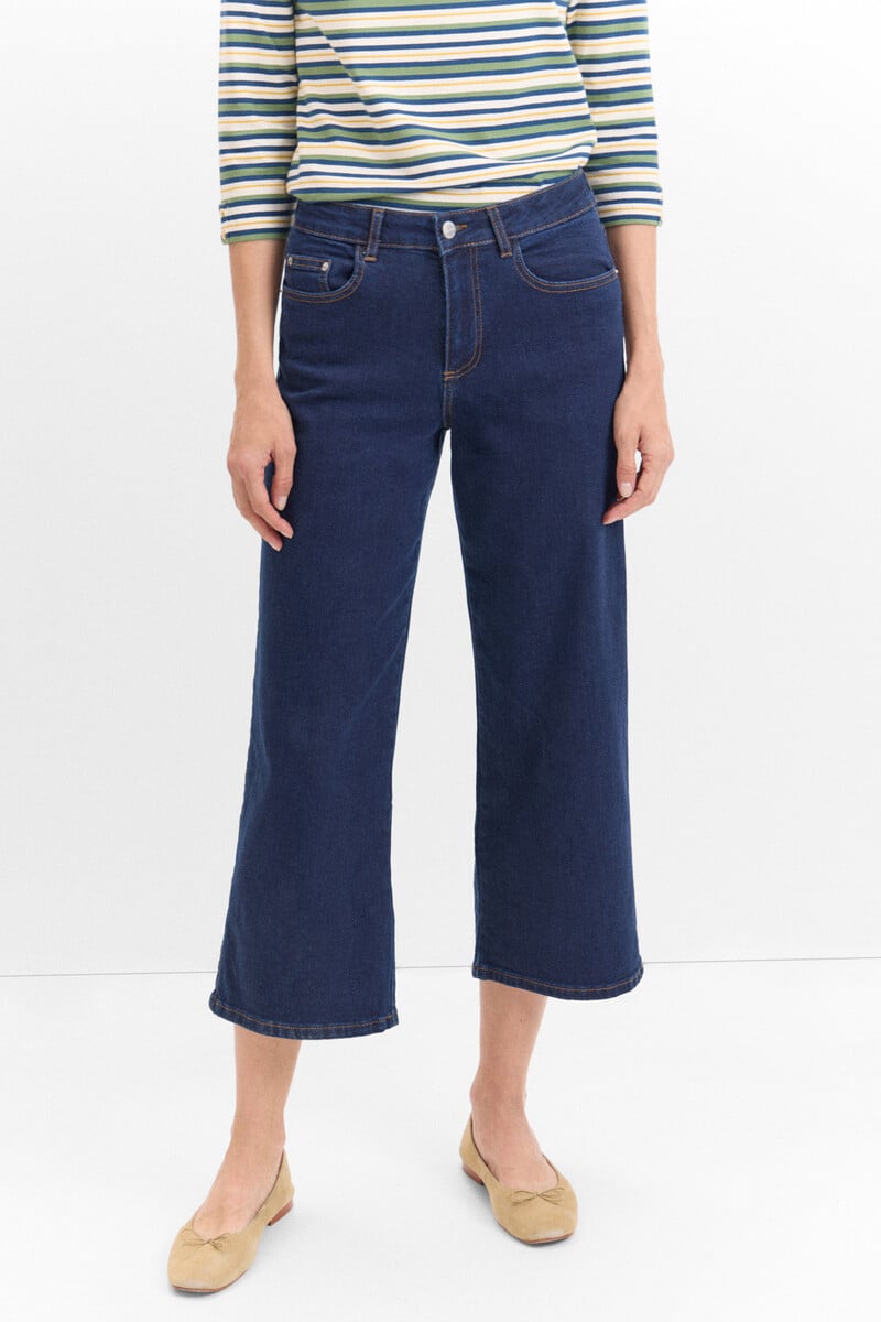 Cortefiel Pantalones Vaqueros Palazzo Crop
