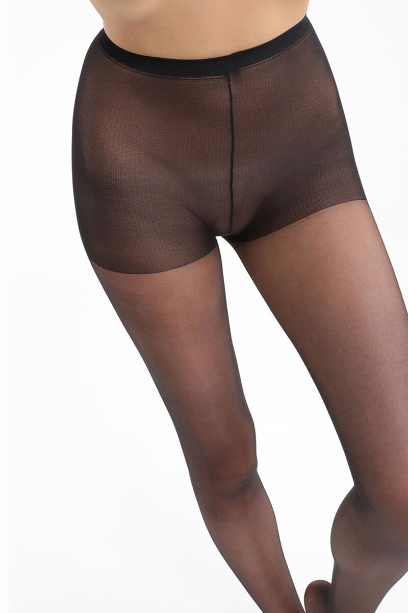 Cortefiel Panty Con Acabado Satinado Negro 15 DEN