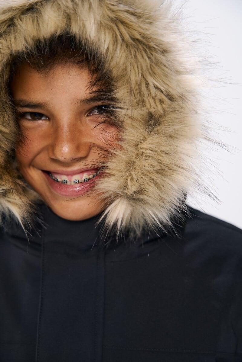 Cortefiel Parka Capucha Con Pelo Niño