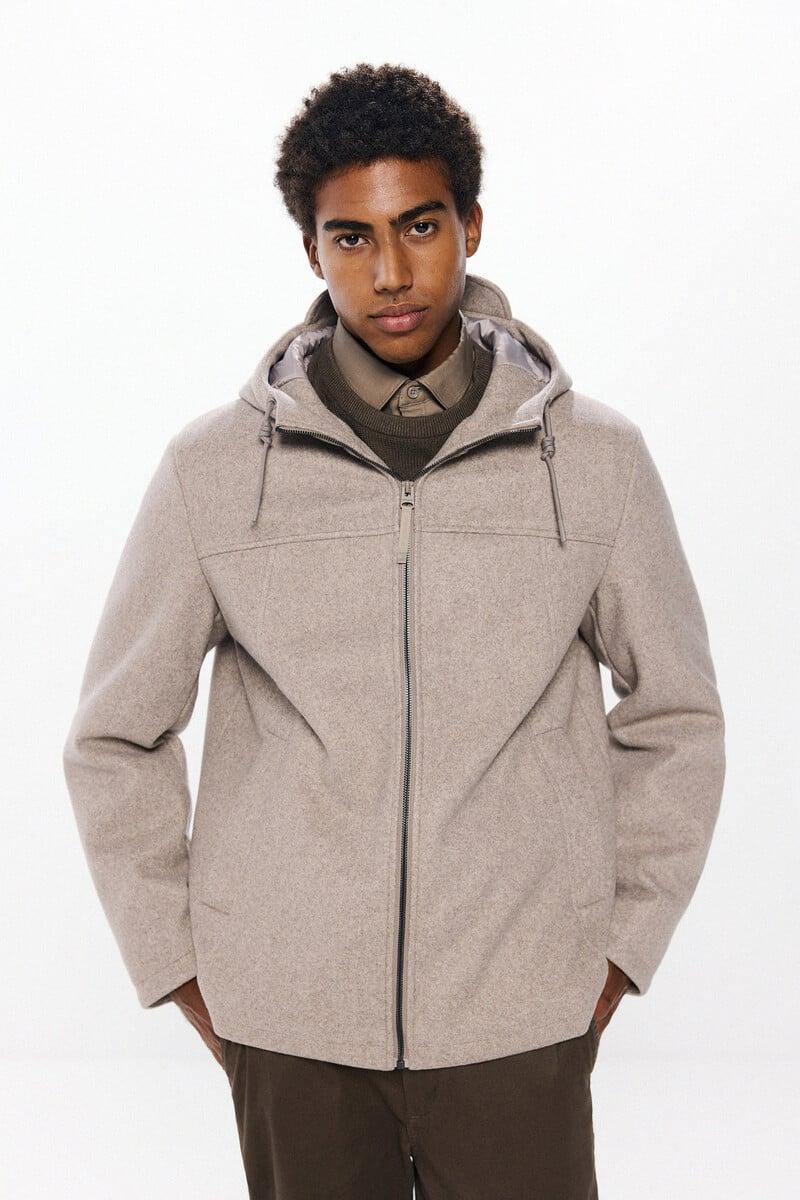 Cortefiel Parka Corta Efecto Lana