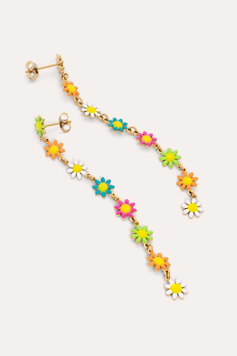 Cortefiel Pendientes Daisy May Acero Baño Oro