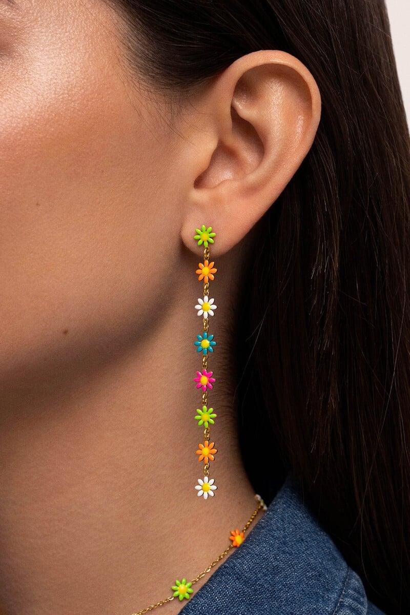 Cortefiel Pendientes Daisy May Acero Baño Oro