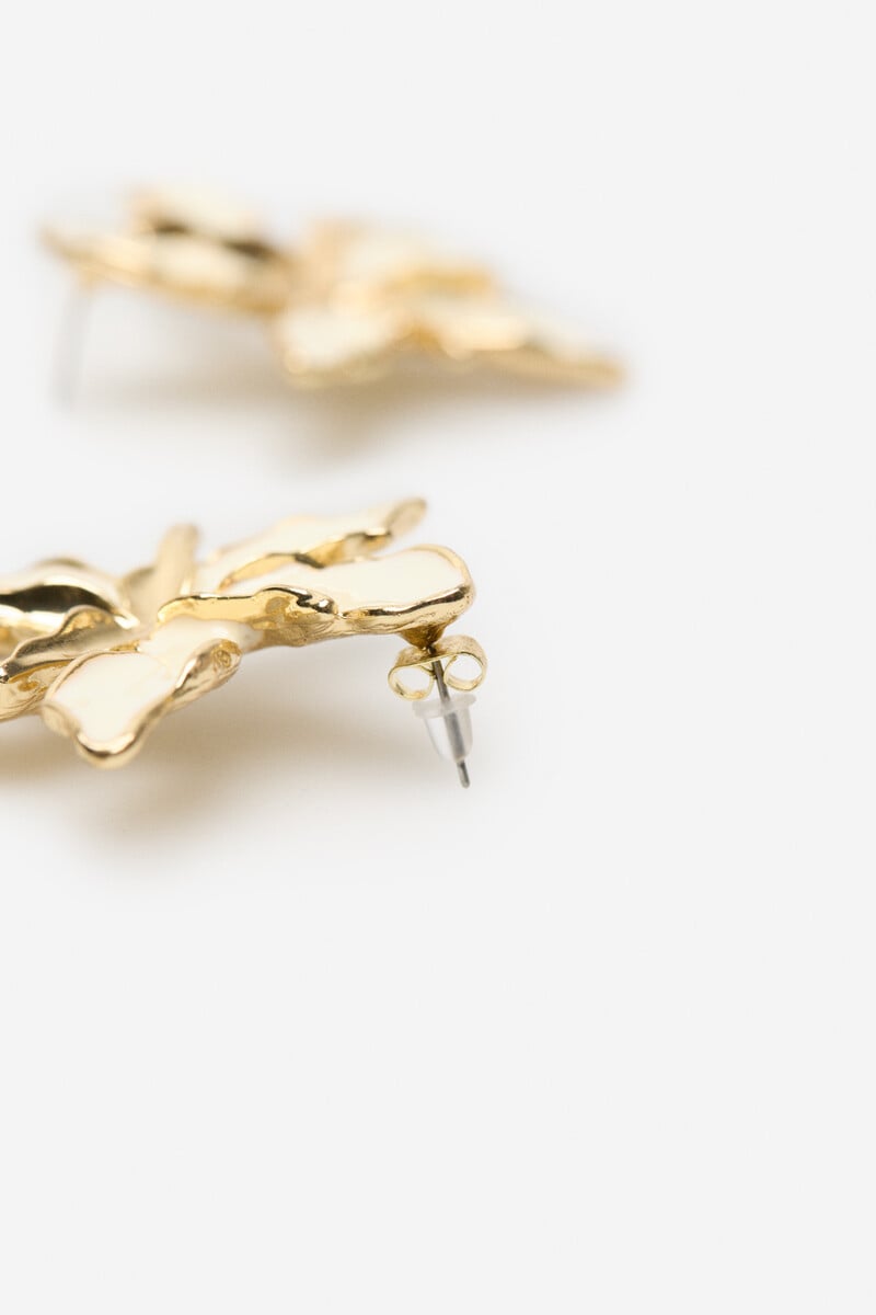 Cortefiel Pendientes Flor Esmaltada