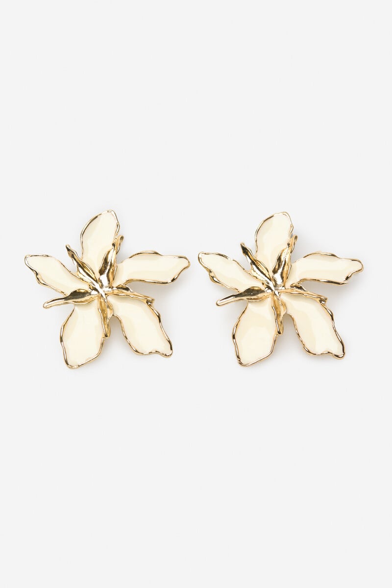Cortefiel Pendientes flor esmaltada