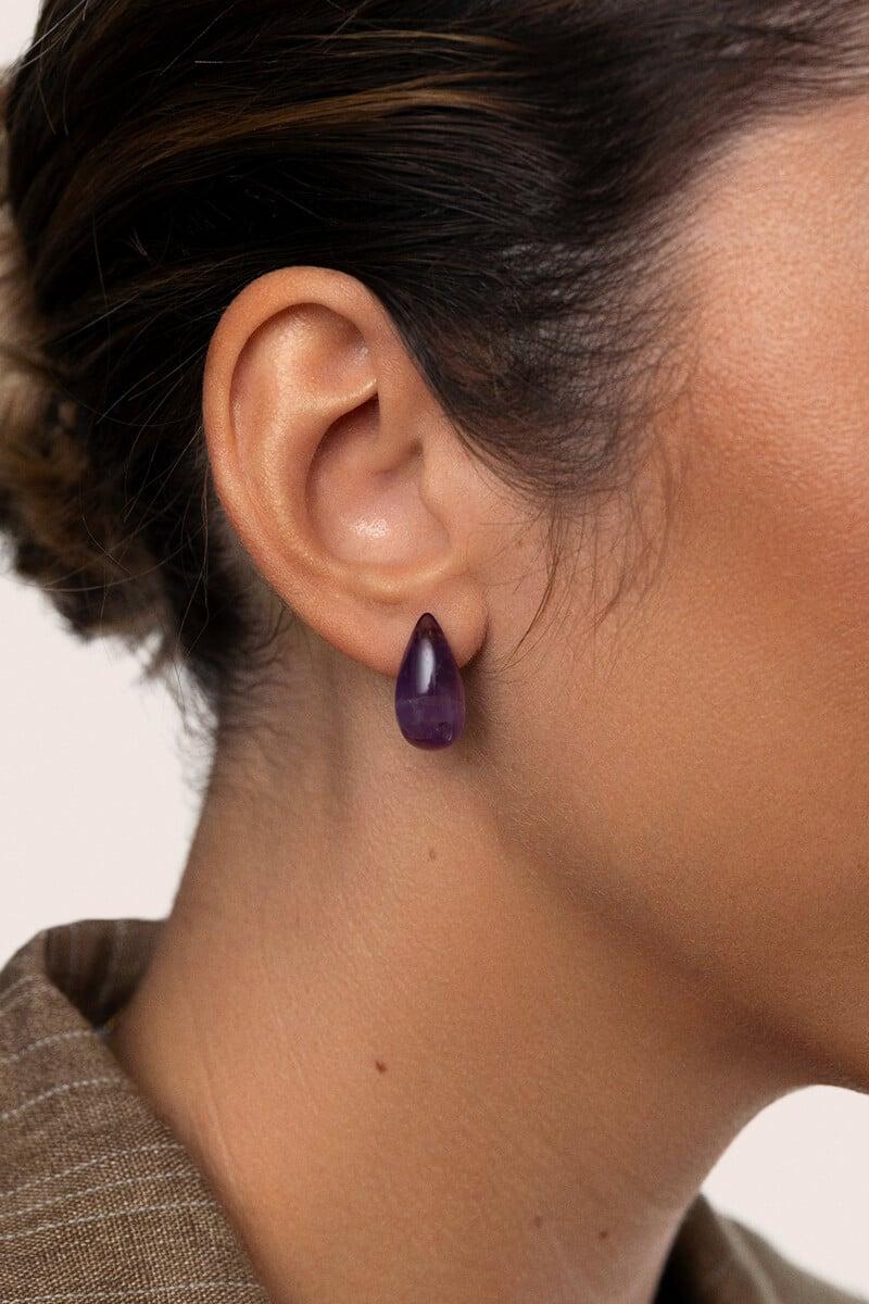 Cortefiel Pendientes Gota Midnight Baño Oro