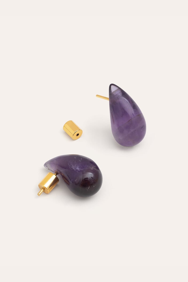 Cortefiel Pendientes Gota Midnight Baño Oro