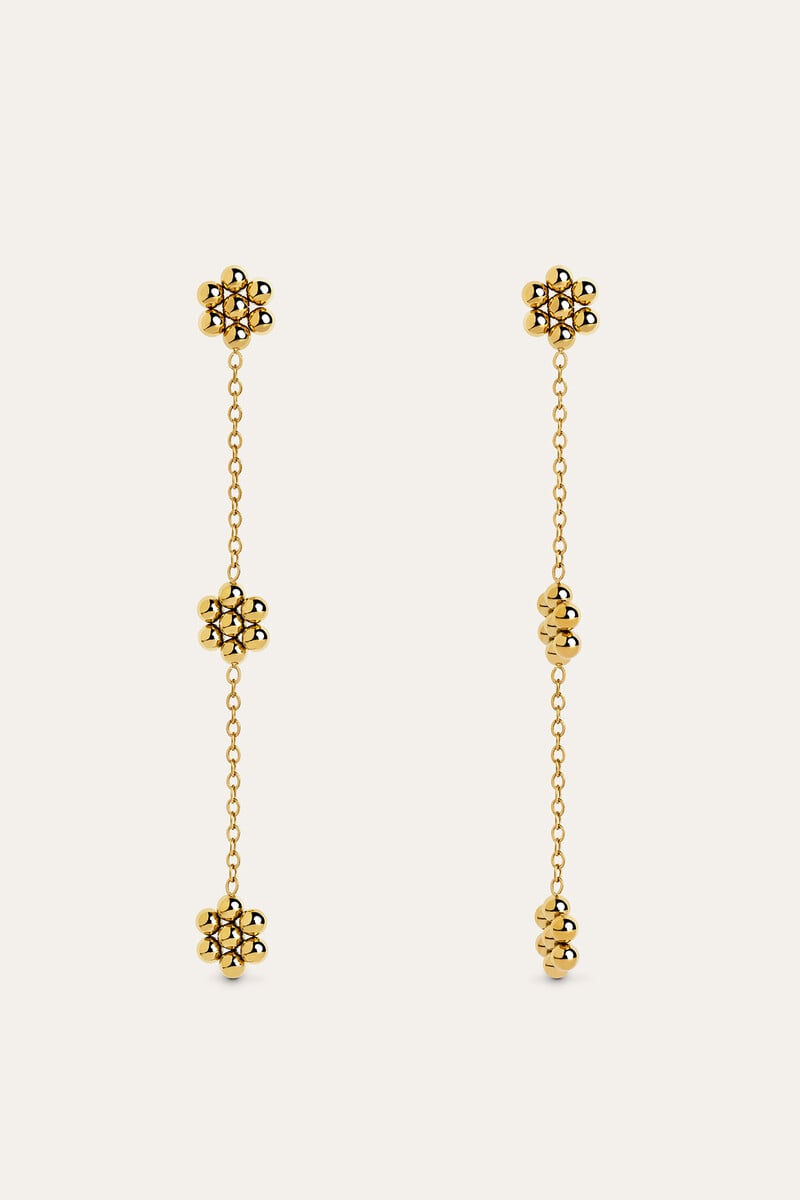 Cortefiel Pendientes Tiny Daisy Acero Baño Oro