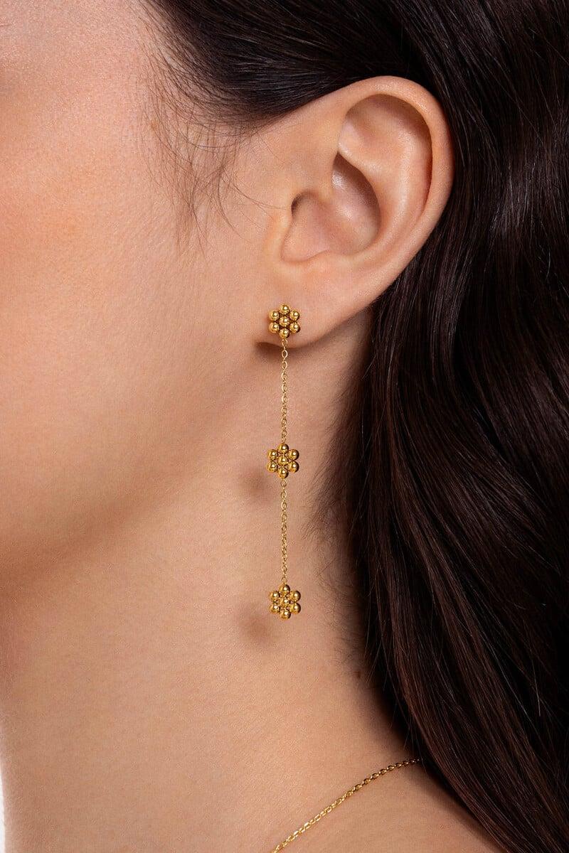 Cortefiel Pendientes Tiny Daisy Acero Baño Oro