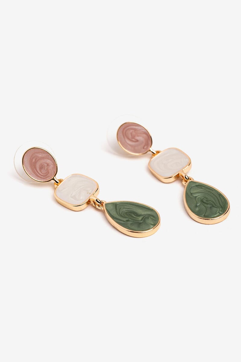 Cortefiel Pendientes tricolor esmaltados