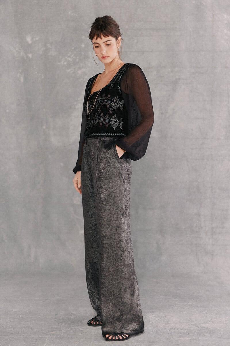 Cortefiel Penélope. Pantalón Amplio Con Lurex