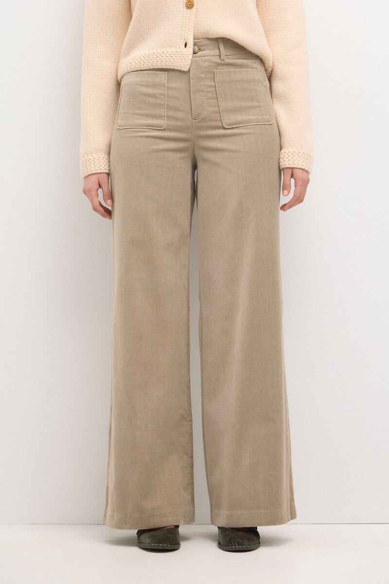 Cortefiel Pepita. Pantalón Recto De Terciopelo