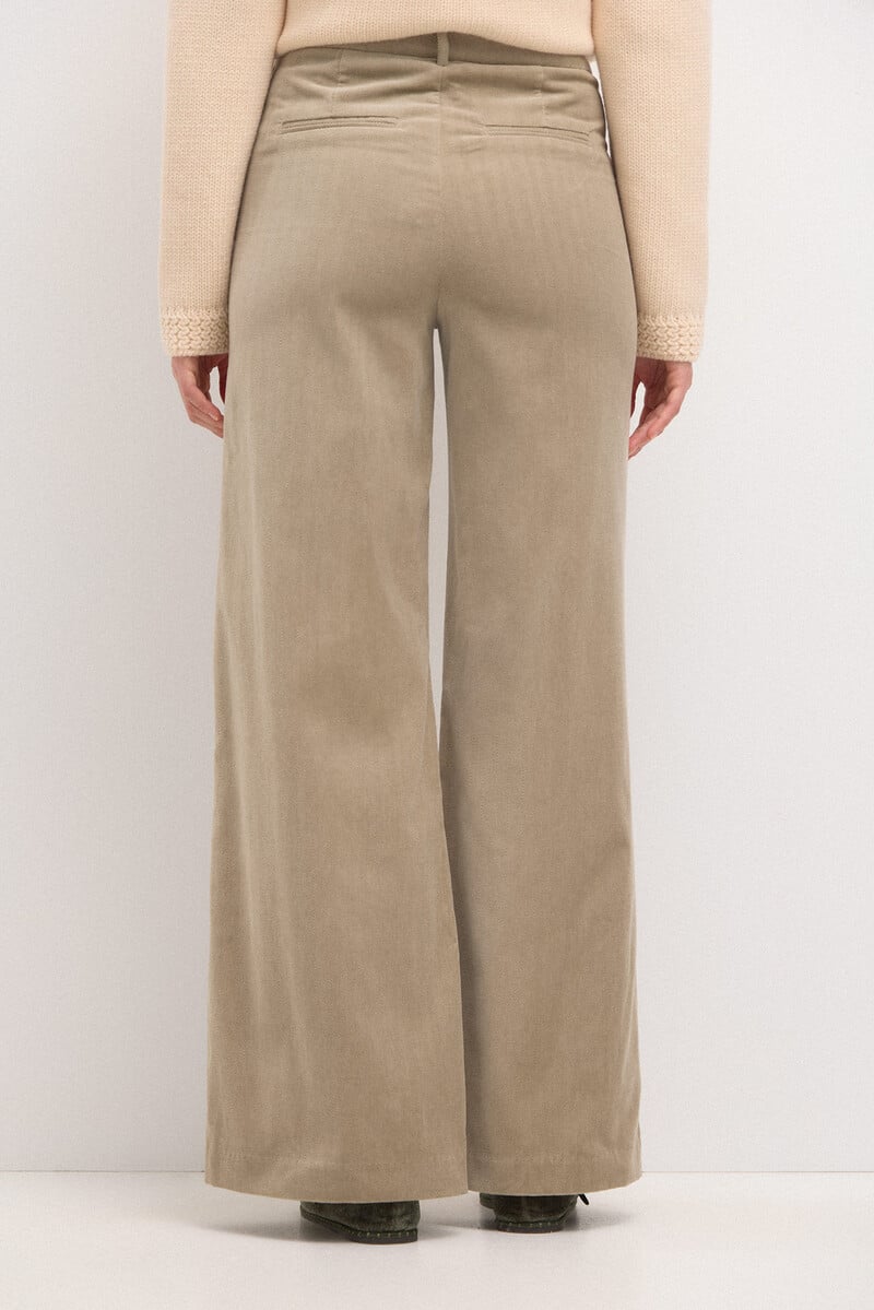 Cortefiel Pepita. Pantalón Recto De Terciopelo