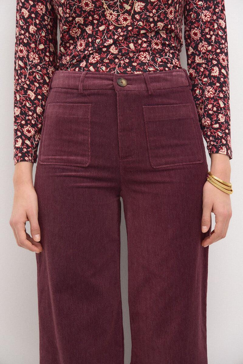 Cortefiel Pepita. Pantalón Recto De Terciopelo