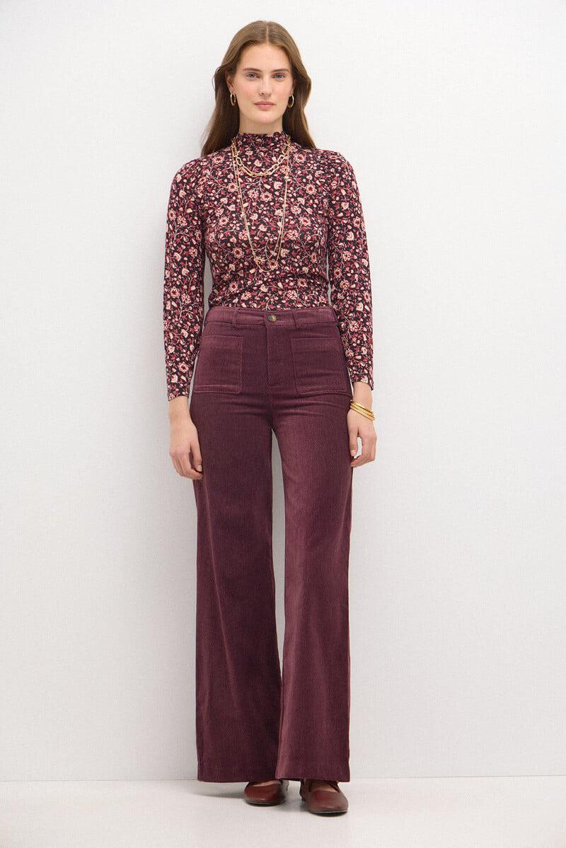 Cortefiel Pepita. Pantalón Recto De Terciopelo