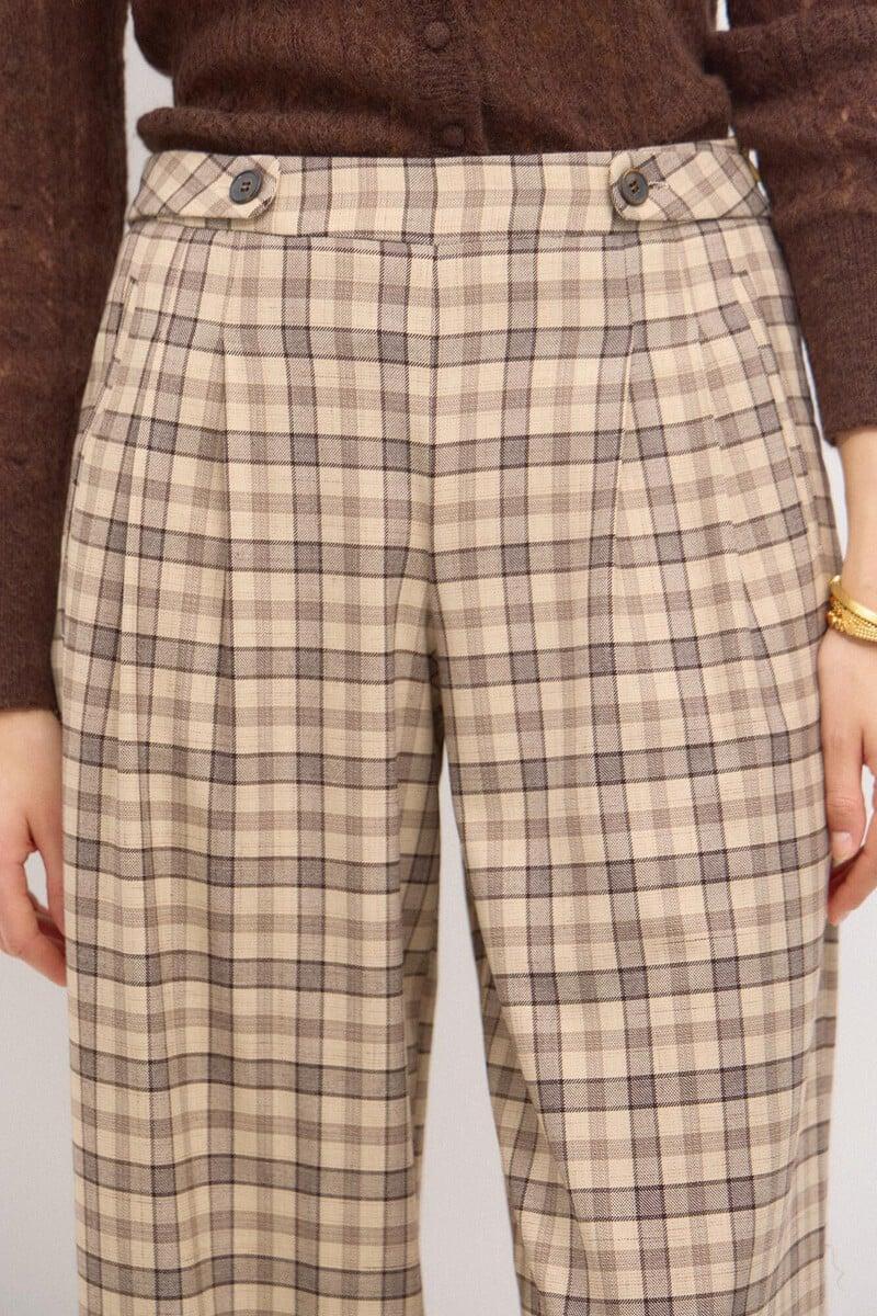 Cortefiel Perla. Pantalón Amplio De Cuadros