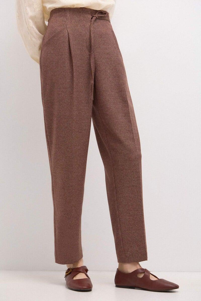 Cortefiel Piedad. Pantalón De Cuadros Con Lazada