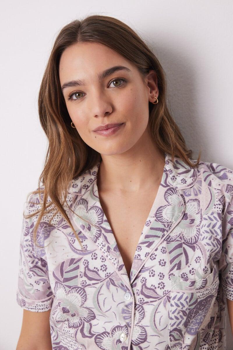 Cortefiel Pijama Camisero 100% Algodón Flores