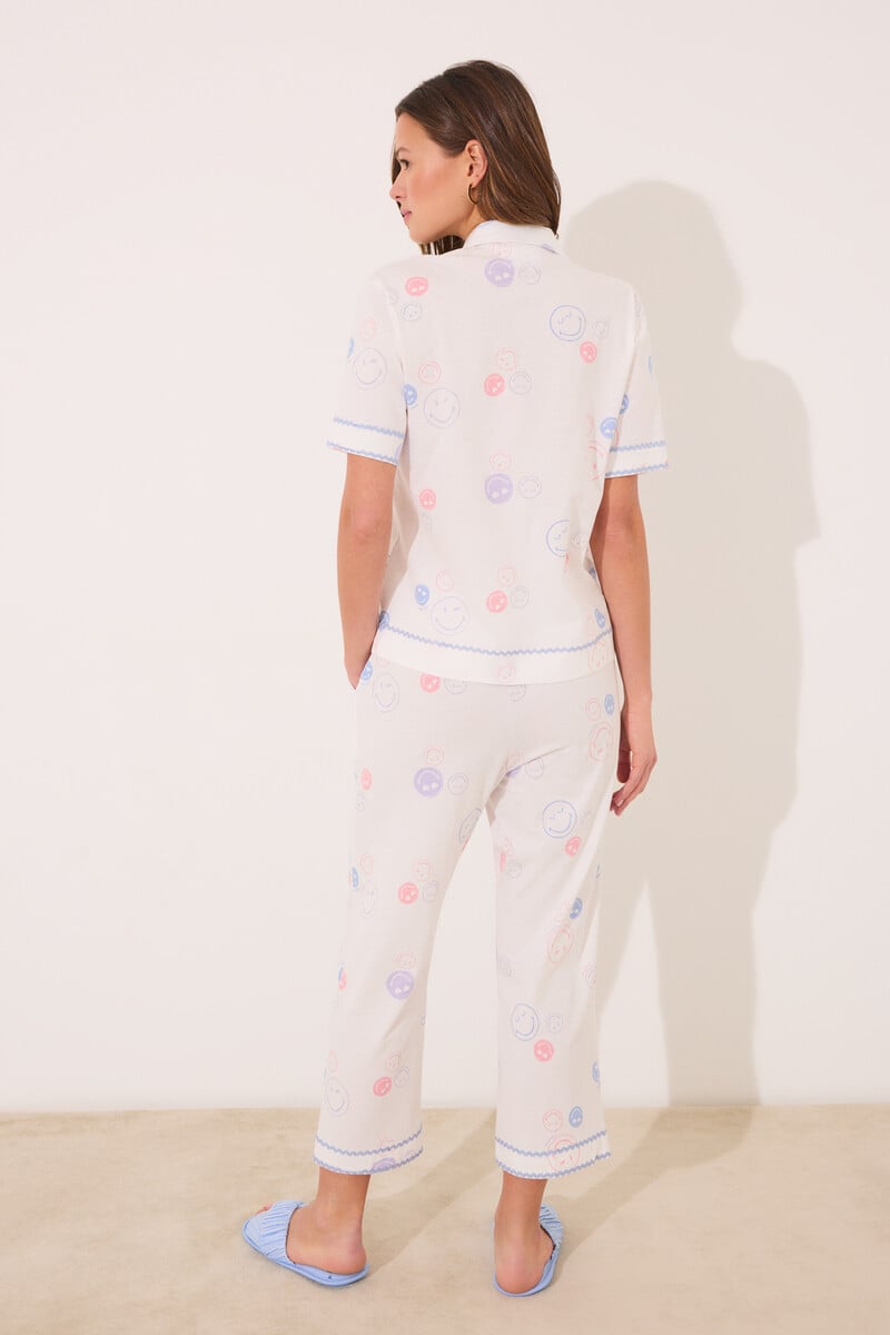 Cortefiel Pijama Camisero 100% Algodón Smiley