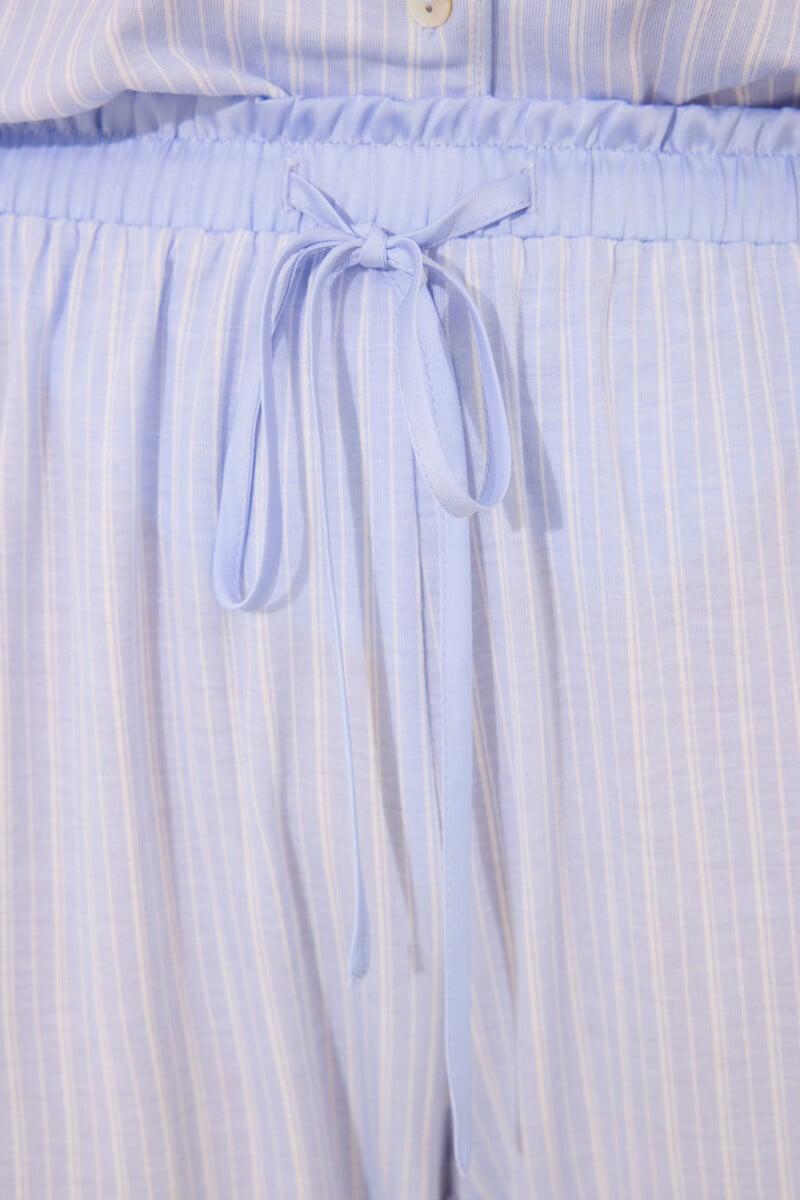 Cortefiel Pijama Camisero Capri Viscosa Azul Rayas