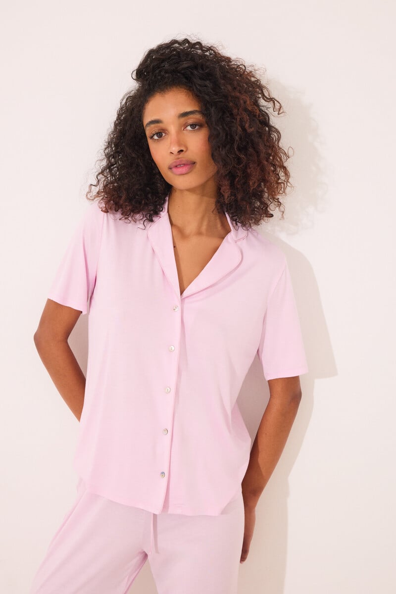 Cortefiel Pijama Camisero Capri Viscosa Rosa