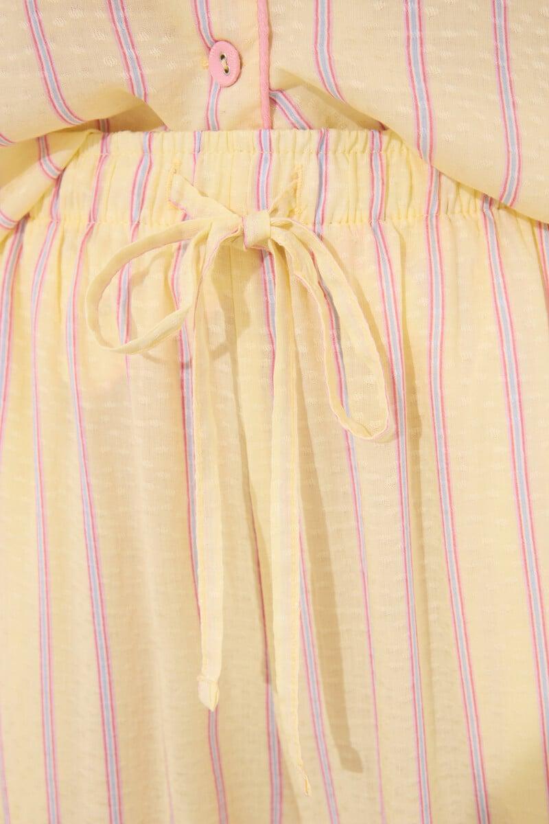 Cortefiel Pijama Camisero Satén Rayas Smiley