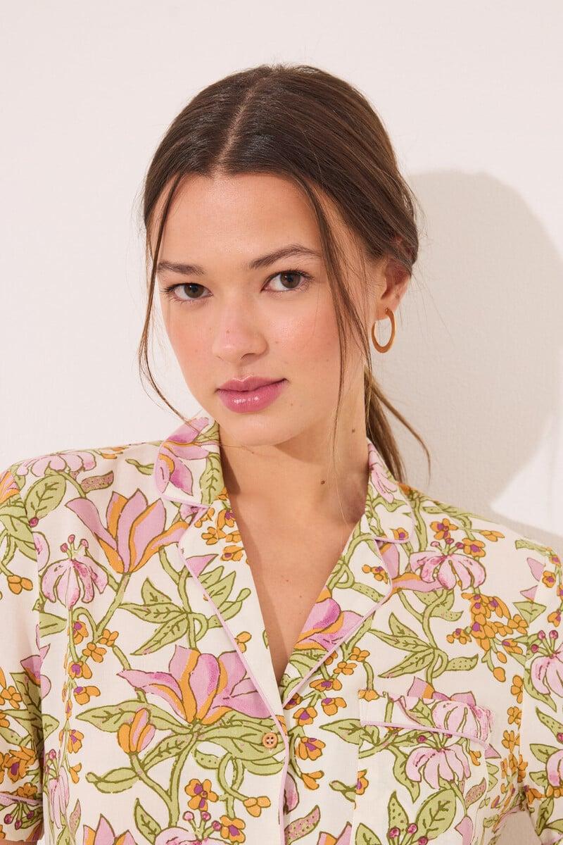 Cortefiel Pijama Camisero Viscosa Estampado Flores